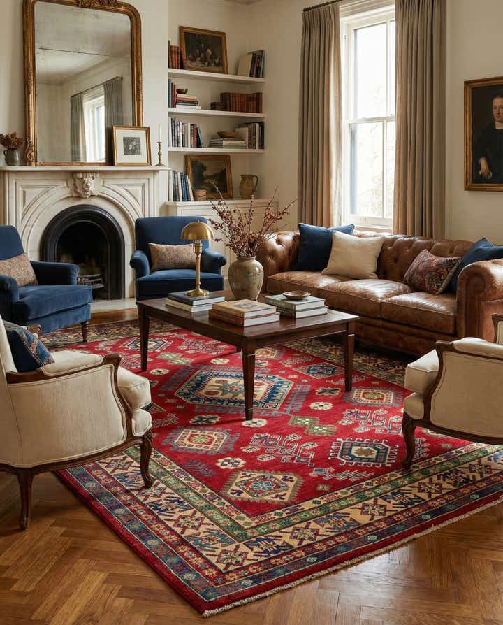 6' 7 x 9' 5 Hand Knotted Kazak Rug