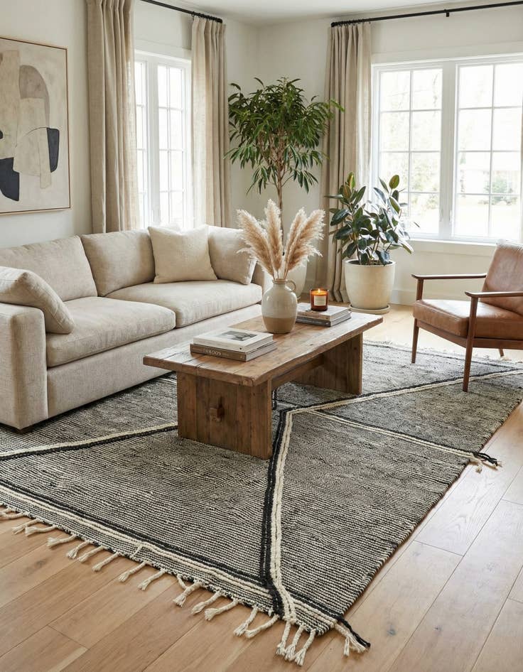 Detail image of  6' 5 x 8' 8  Hand Knotted Moroccan Wool Rug