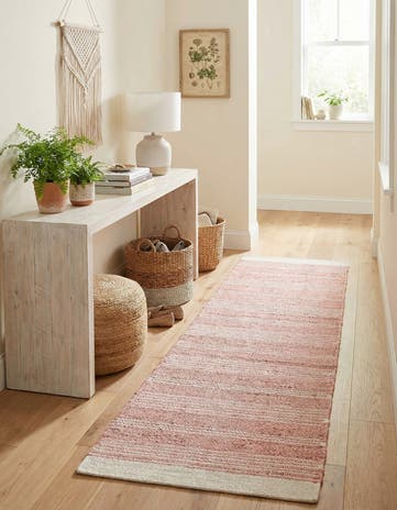 Blush Pink Hand Woven Lariat Runner Rug