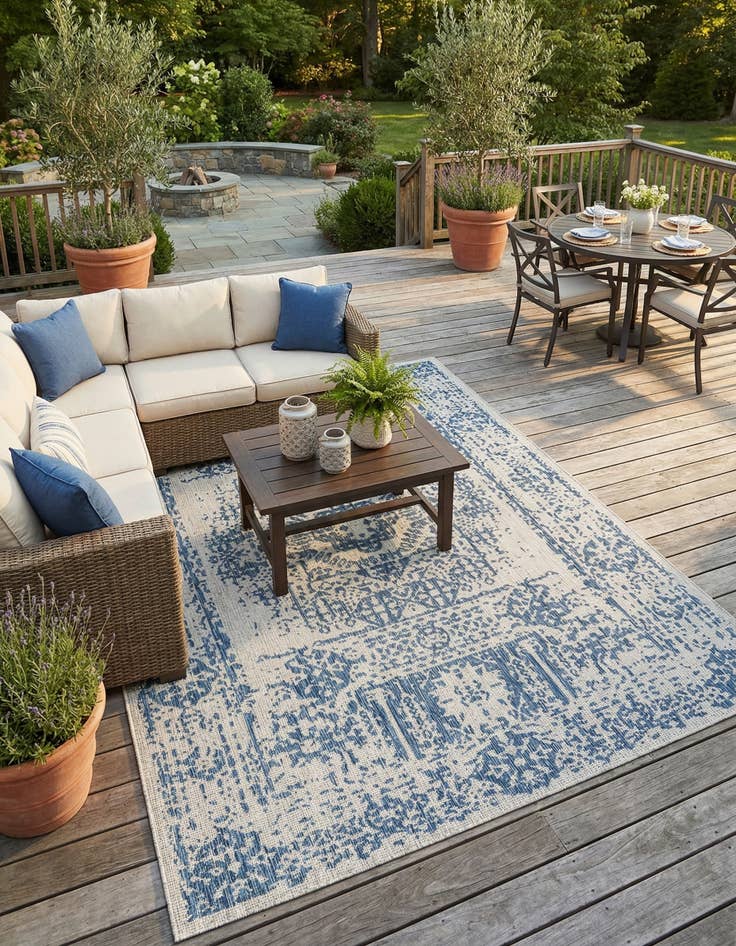 Detail image of 10' x 14'  Washable Traditional Indoor / Outdoor Rug