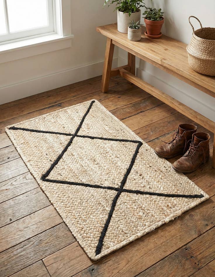 Detail image of  2' x 3' 1  Hand Braided Jute Rug