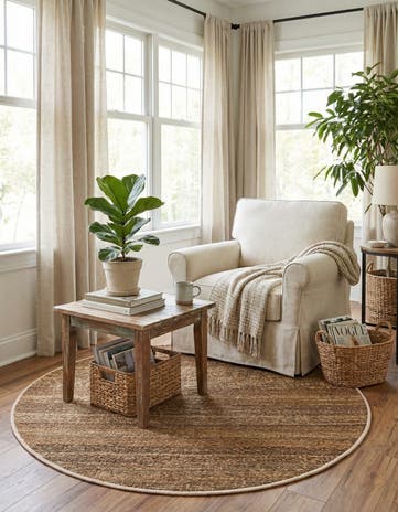 4' 1 x 4' 1 Hand Woven Palm Beach Jute Round Rug