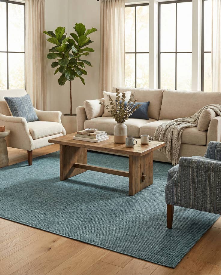 Detail image of 7' 10 x 7' 10 Easy-Clean Solid Indoor / Outdoor Square Rug