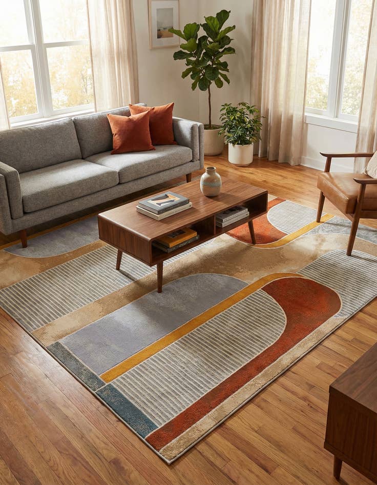 Detail image of  7' 10 x 7' 10  Washable Modern Indoor / Outdoor Square Rug