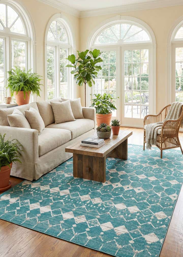 9' x 12' Easy-Clean Lattice Indoor / Outdoor Rug
