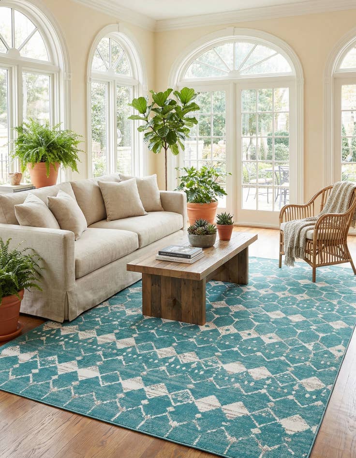 Detail image of 9' x 12' Easy-Clean Lattice Indoor / Outdoor Rug