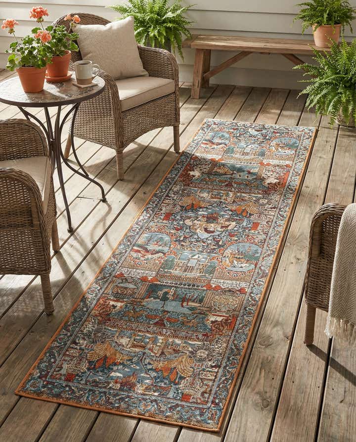 2' 7 x 10' Easy-Clean Traditional Indoor / Outdoor Runner Rug