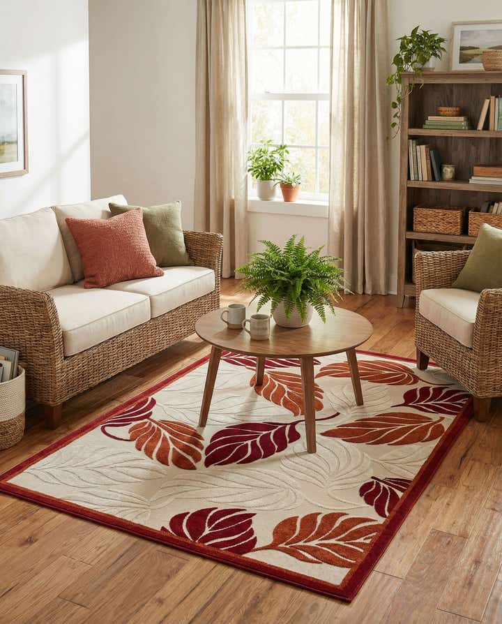 6' x 9' Easy-Clean Botanical Indoor / Outdoor Rug