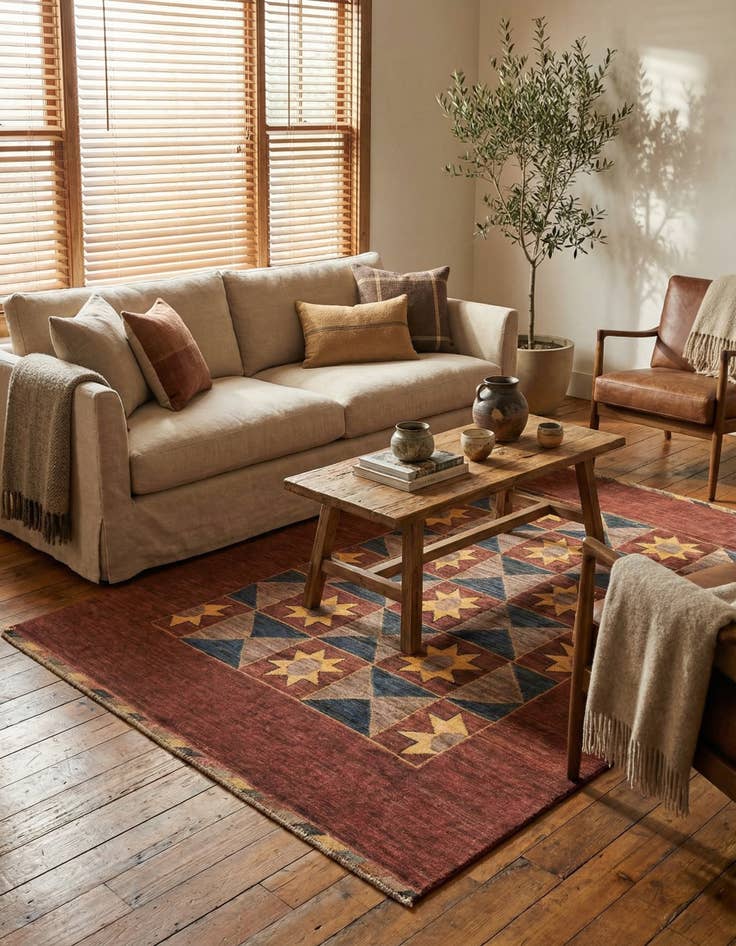 Detail image of  4' 8 x 6' 6  Hand Knotted Modern Ziegler Rug