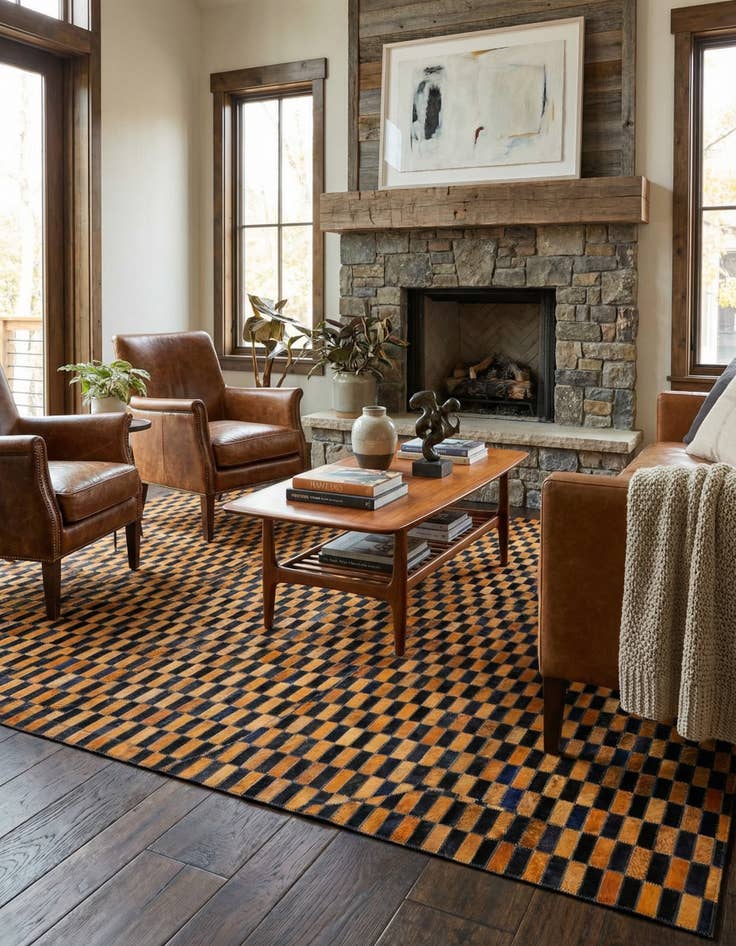 Detail image of 5' x 8' Cowhide - Patchwork Rug