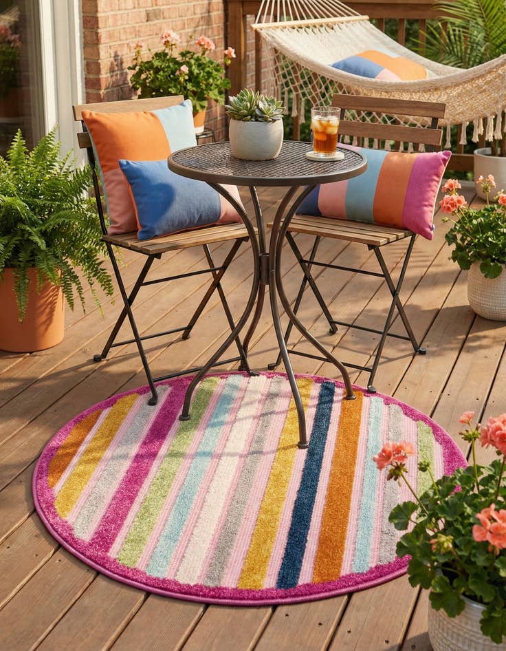 Detail image of  3' 3 x 3' 3  Washable Aruba Indoor / Outdoor Round Rug