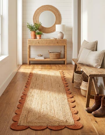 2' 7 x 10' Handmade Scallop Braided Jute Runner Rug
