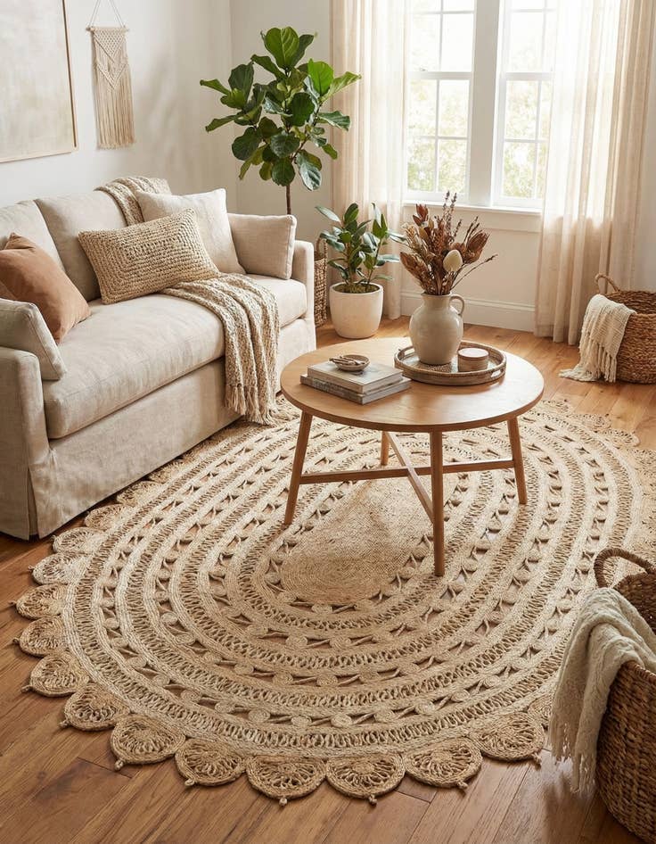 Detail image of  7' 10 x 10'  Hand Braided Jute Oval Rug
