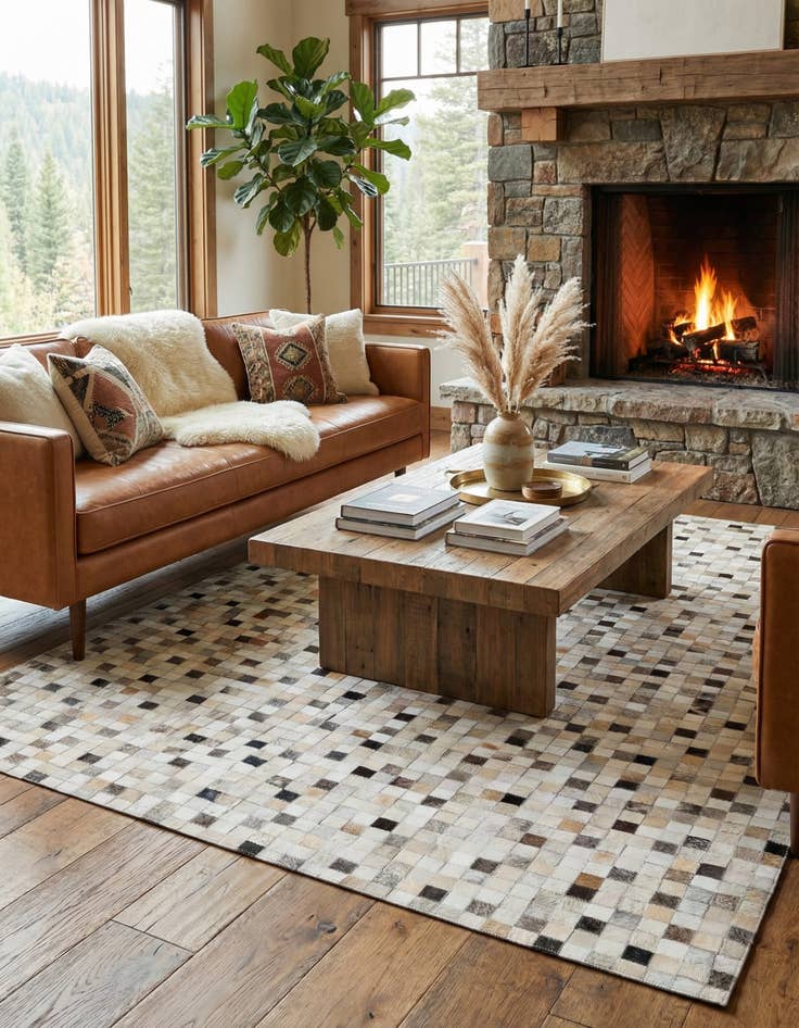 Detail image of 5' x 7' 11 Cowhide Stocks Rug