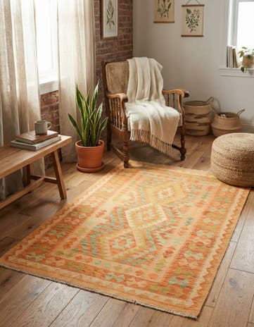 3' 3 x 5' Hand Woven Kilim Waziri Wool Rug
