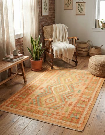 3' 3 x 5' Hand Woven Kilim Waziri Wool Rug
