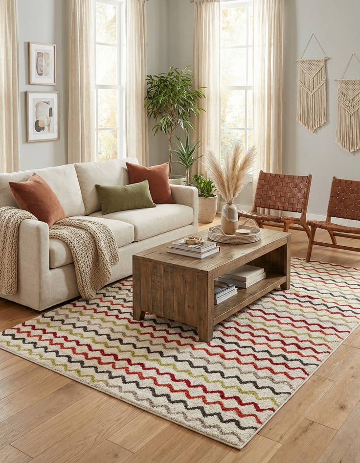 Detail image of  5' 3 x 7' 7 Multi-Tone Shag Rug