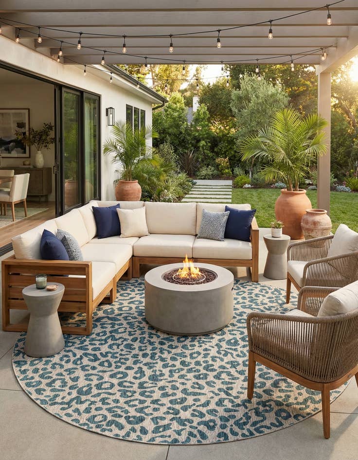 Detail image of  13' x 13'  Washable Safari Indoor / Outdoor Round Rug