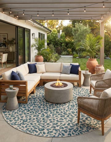 13' x 13' Easy-Clean Safari Indoor / Outdoor Round Rug