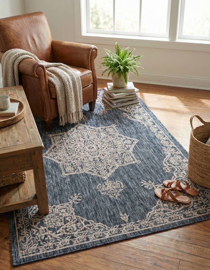 Detail image of  4' x 6'  Washable Traditional Indoor / Outdoor Rug