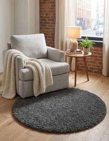 3' x 3' Solid Shag Round Rug
