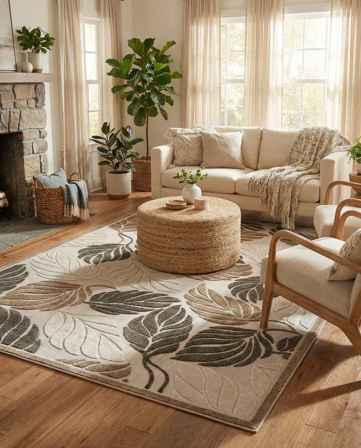 7' 10 x 11' Easy-Clean Botanical Indoor / Outdoor Rug