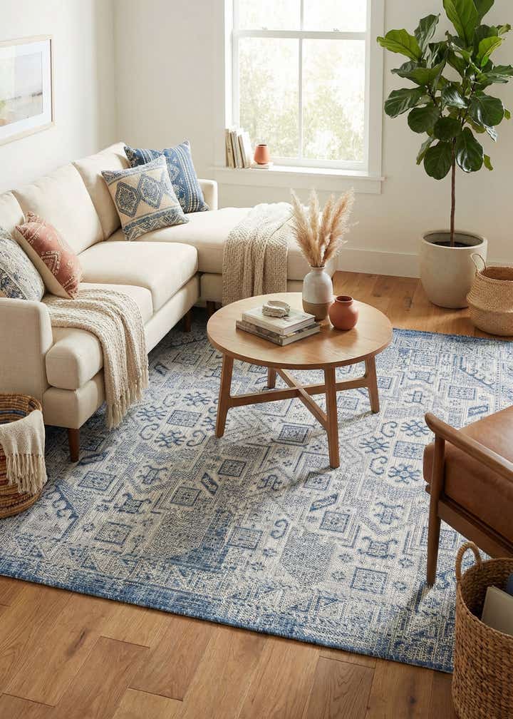 5' 3 x 5' 3 Easy-Clean Aztec Indoor / Outdoor Square Rug