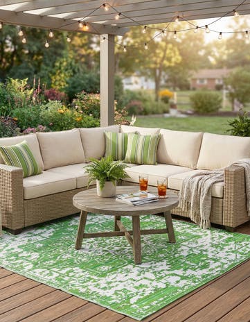 Green Easy-Clean Vista Breeze Indoor / Outdoor Rug