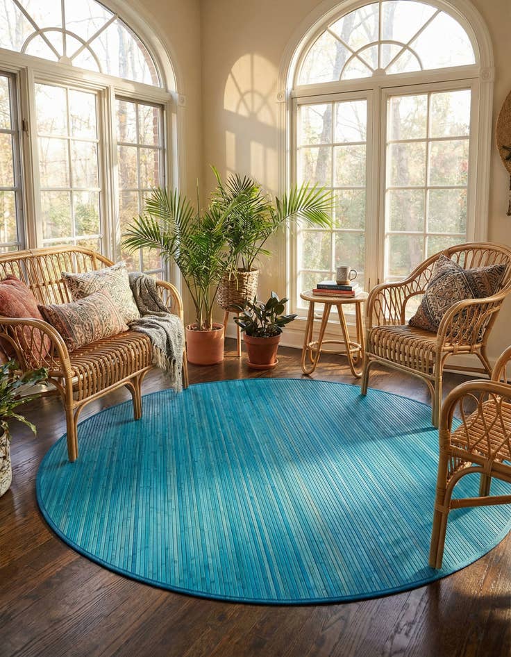 Detail image of  7' x 7' Bamboo Round Rug