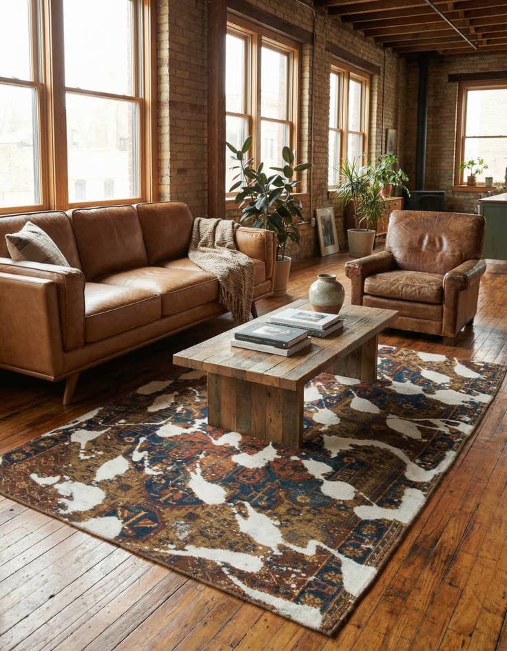 Detail image of 4' 8 x 7' 4  Hand Knotted Ultra Vintage Persian Wool Rug