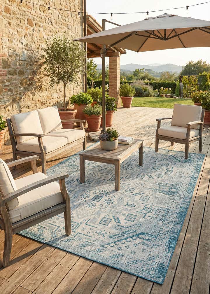 7' 10 x 11' Easy-Clean Aztec Indoor / Outdoor Rug