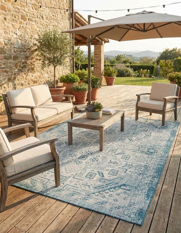 7' 10 x 11' Easy-Clean Aztec Indoor / Outdoor Rug