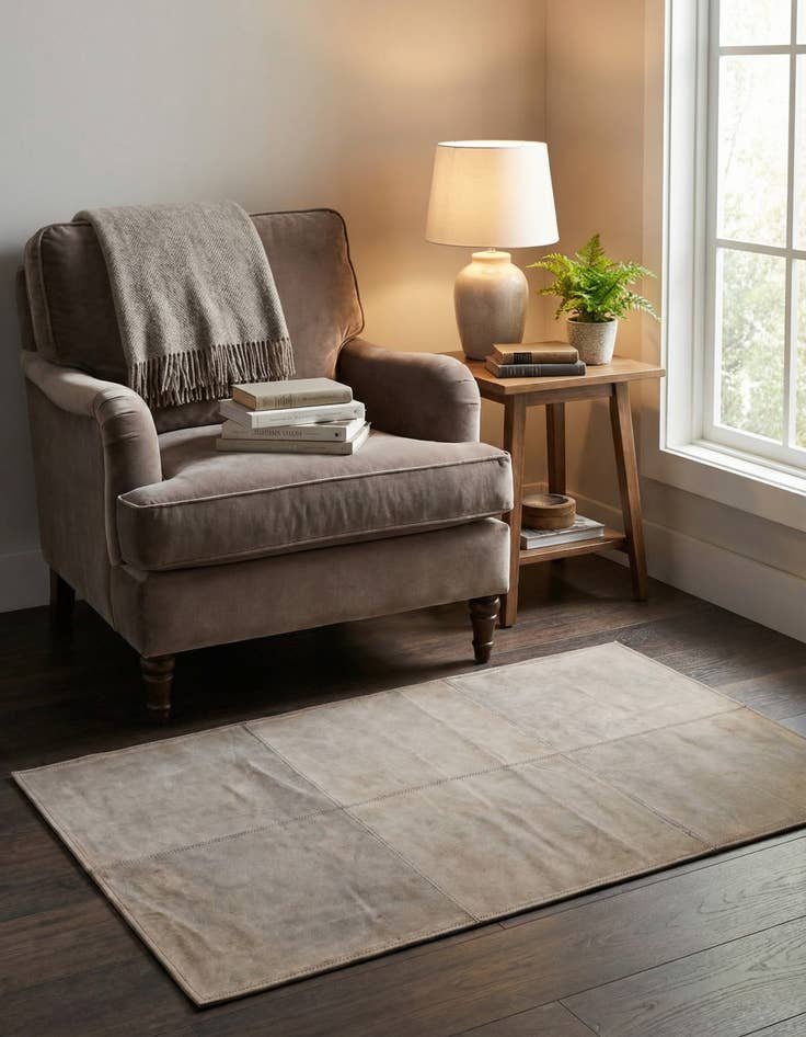 Detail image of 2' 1 x 3' 1 Cowhide Leather Rug