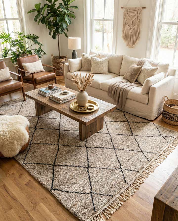 6' 8 x 9' 9 Hand Knotted Moroccan Wool Rug
