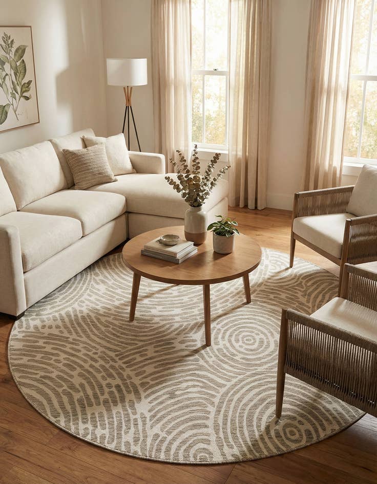 Detail image of 7' 10 x 7' 10  Washable Modern Indoor / Outdoor Round Rug