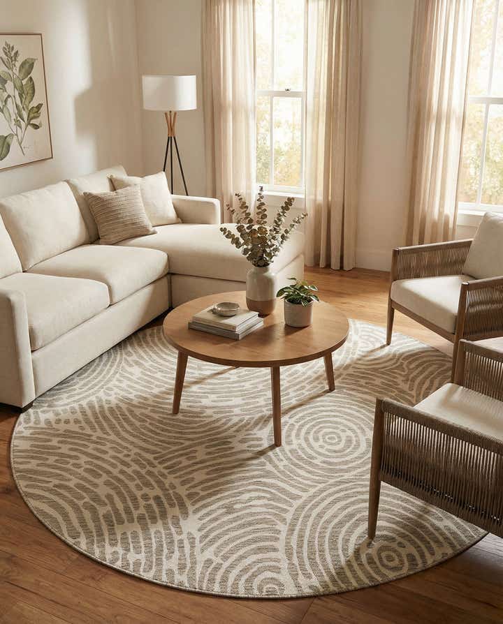 7' 10 x 7' 10 Easy-Clean Modern Indoor / Outdoor Round Rug