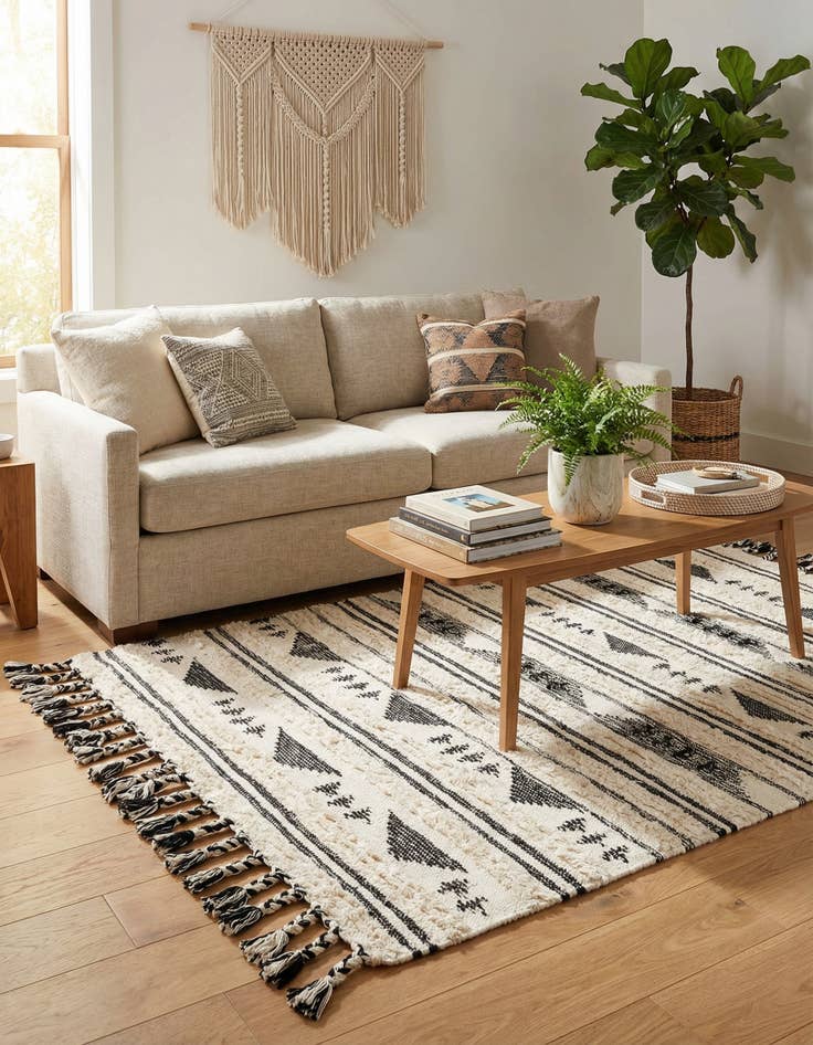 Detail image of 4' 1 x 6' 1  Hand Woven Arizona Wool Rug