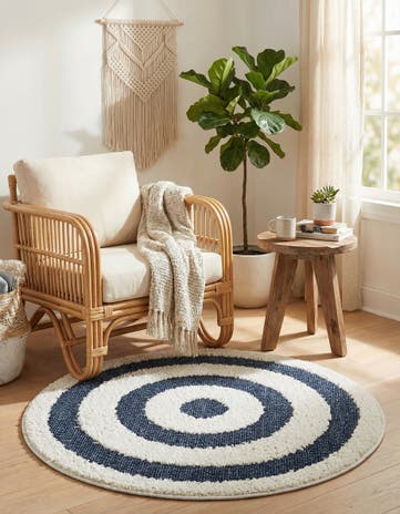 Blue Boho Round Rug