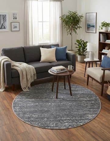 Gray Oasis Round Rug