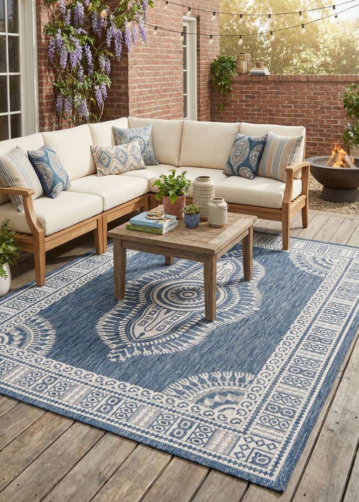 7' 10 x 10' Easy-Clean Traditional Indoor / Outdoor Rug