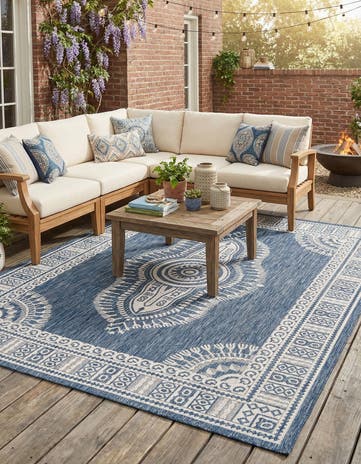 7' 10 x 10' Easy-Clean Traditional Indoor / Outdoor Rug