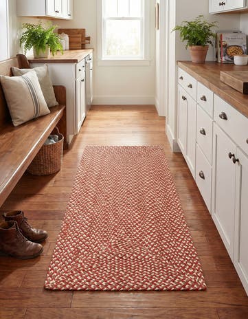 Rust Red Handmade Tweed Braided Jute Runner Rug