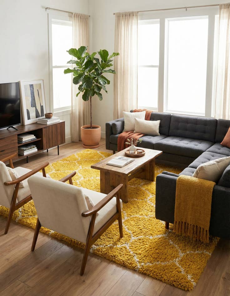 Detail image of  10' 8 x 14' Lattice Shag Rug