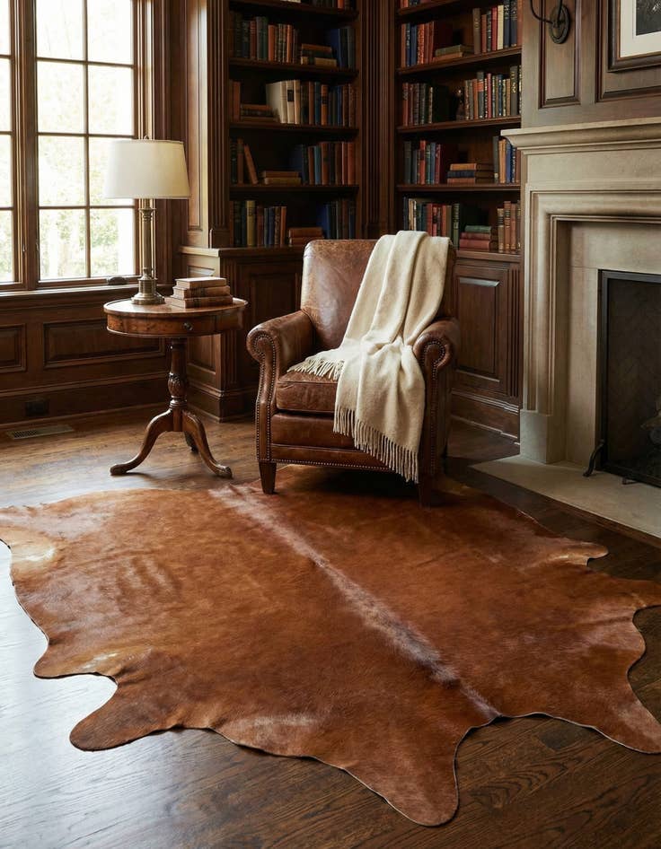 Detail image of 7' 2 x 7' 7 Cowhide Leather Square Rug