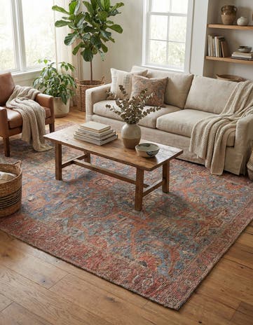 Antique Blue Chenille Jute Rug