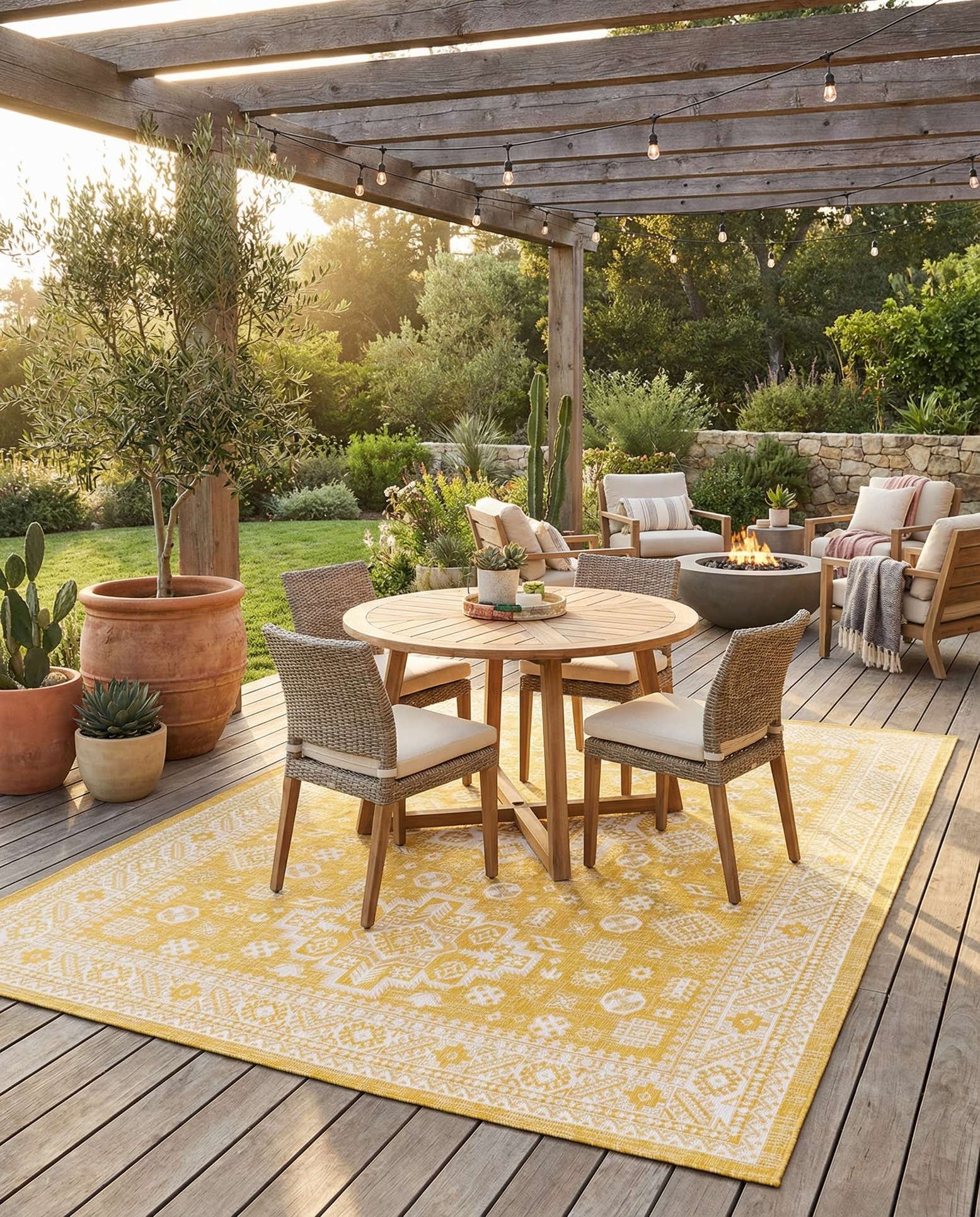9' x 12' Easy-Clean Aztec Indoor / Outdoor Rug