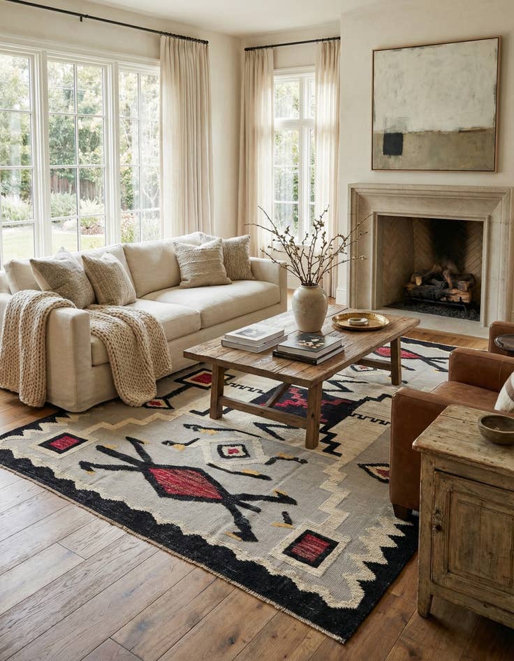 Detail image of 7' 10 x 10' 10  Hand Knotted Darya Wool Rug