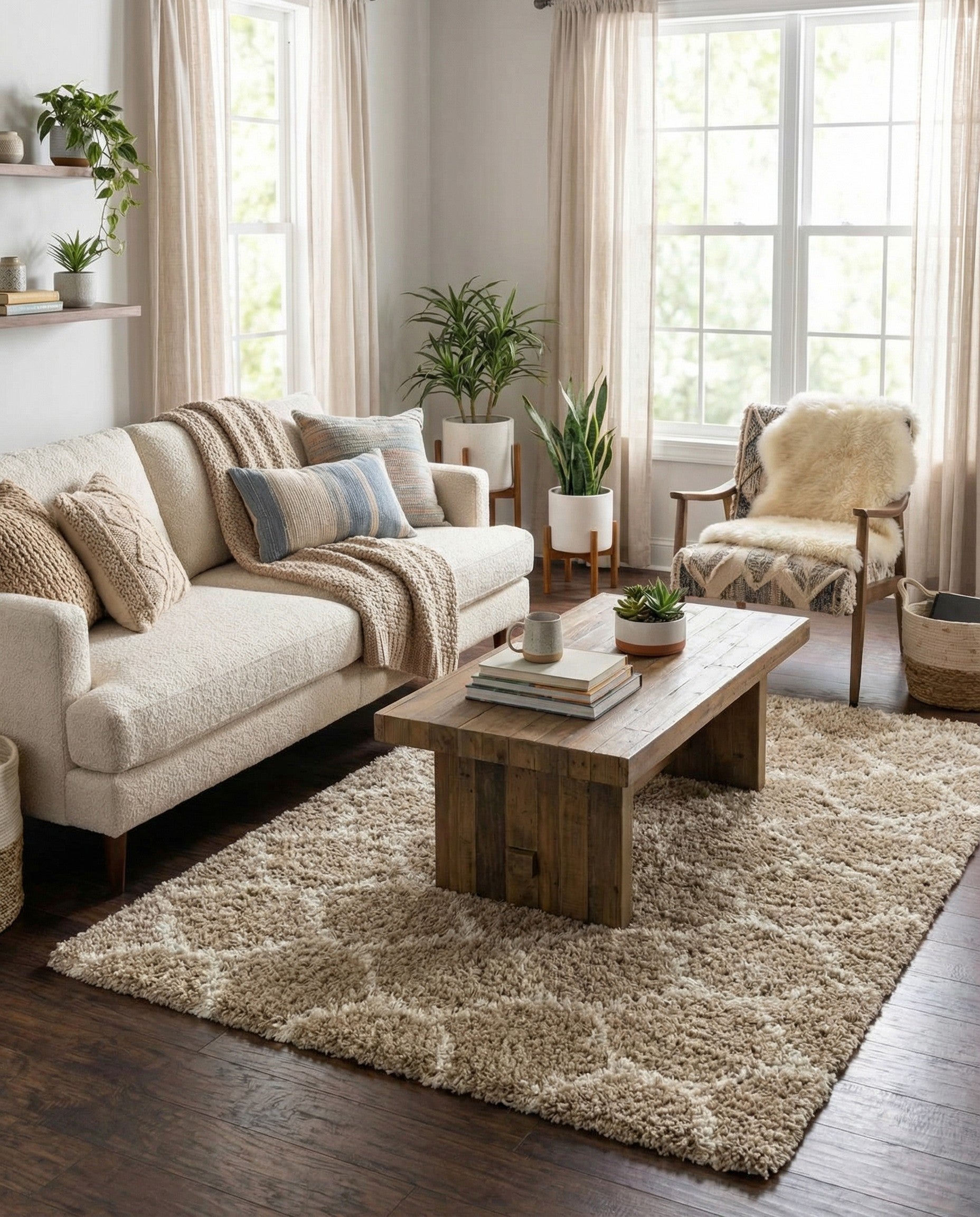  5' 3 x 8' Lattice Shag Rug