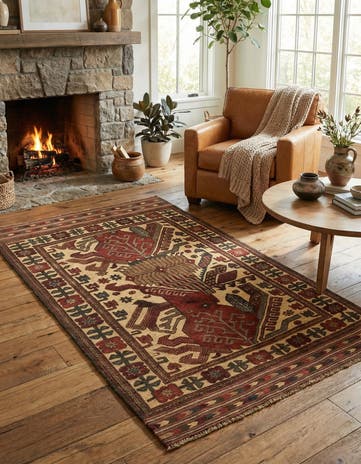 3' 11 x 6' 3 Hand Knotted Sumak Wool Rug