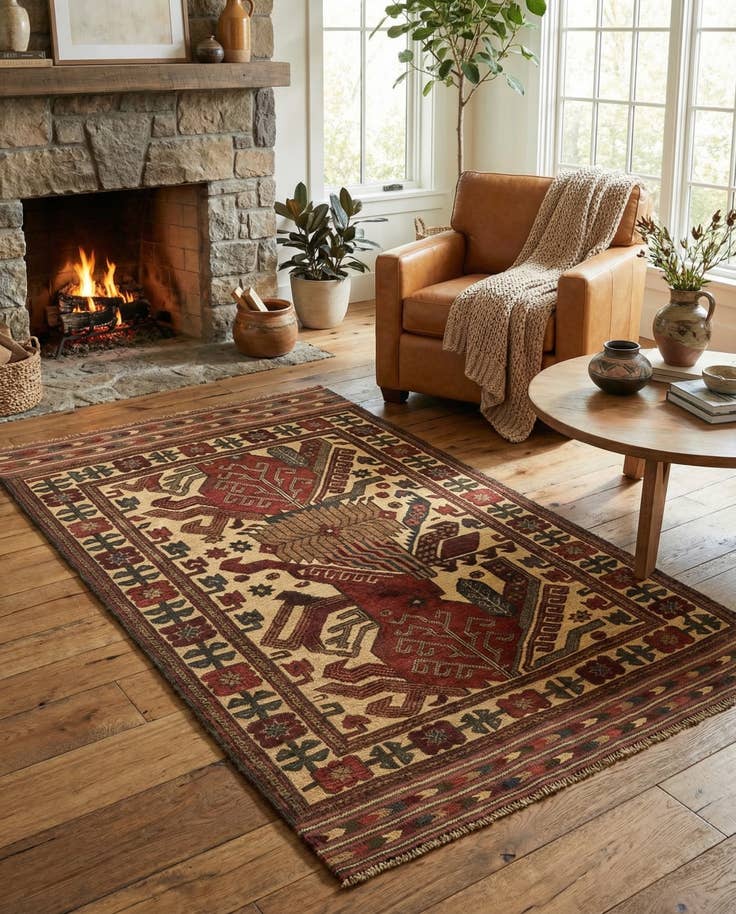 Detail image of 3' 11 x 6' 3 Hand Knotted Sumak Wool Rug